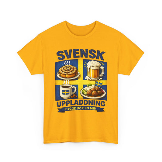 Svensk Uppladdning T-Shirt – Fika, Kaffe & Köttbullar | Unisex