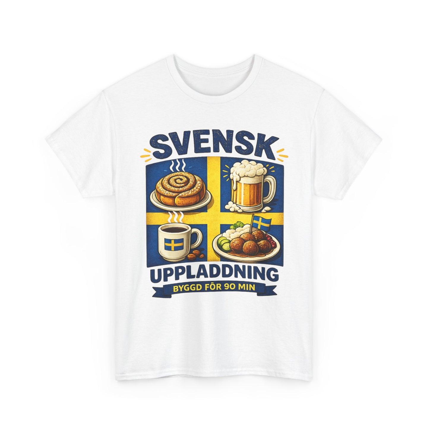 Svensk Uppladdning T-Shirt – Fika, Kaffe & Köttbullar | Unisex